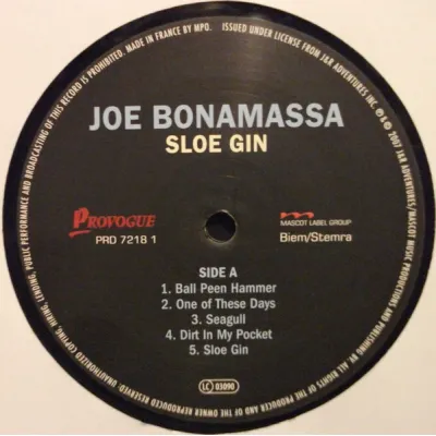 Вініловий диск Joe Bonamassa: Sloe Gin -Hq/Ltd (180g) Вініловий диск Joe Bonamassa: Sloe Gin -Hq/Ltd (180g)
