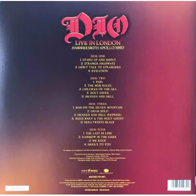 Вініловий диск Dio: Live in London, Hammersmith Apollo 1993 /2LP