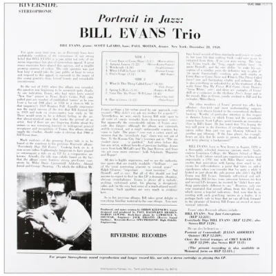 Вініловий диск Bill Evans Trio: Portrait In Jazz -Coloured Вініловий диск Bill Evans Trio: Portrait In Jazz -Coloured