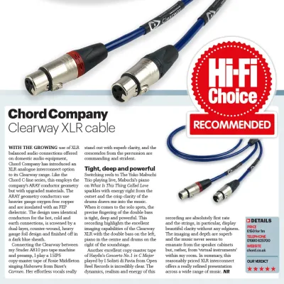 CHORD ClearwayX 2XLR to 2XLR 1m CHORD ClearwayX 2XLR to 2XLR 1m