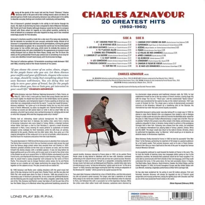 Вініловий диск Charles Aznavour: 20 Greatest Hits (1952-1962) Вініловий диск Charles Aznavour: 20 Greatest Hits (1952-1962)