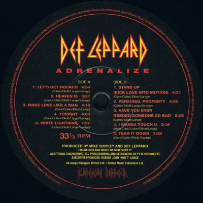 Вініловий диск Def Leppard: Adrenalize Вініловий диск Def Leppard: Adrenalize