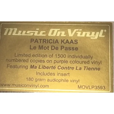 Вініловий диск Patricia Kaas: Le Mot De Passe Вініловий диск Patricia Kaas: Le Mot De Passe